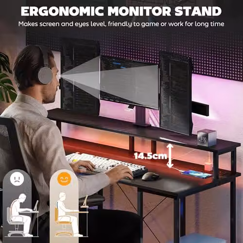 HOMCOM Modern Computer Desk for Home Office, Grey, W: 120 cm, D: 50 cm, H: 89.5 cm – 6