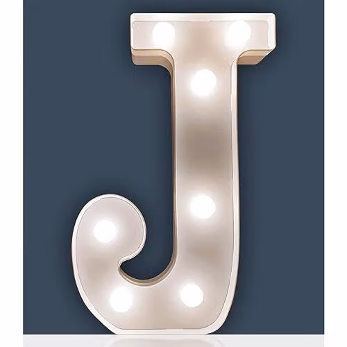 mysmartbuy White Battery Powered 3D LED Letter J Light, H 22 x W 14 x D 3 cm – 2