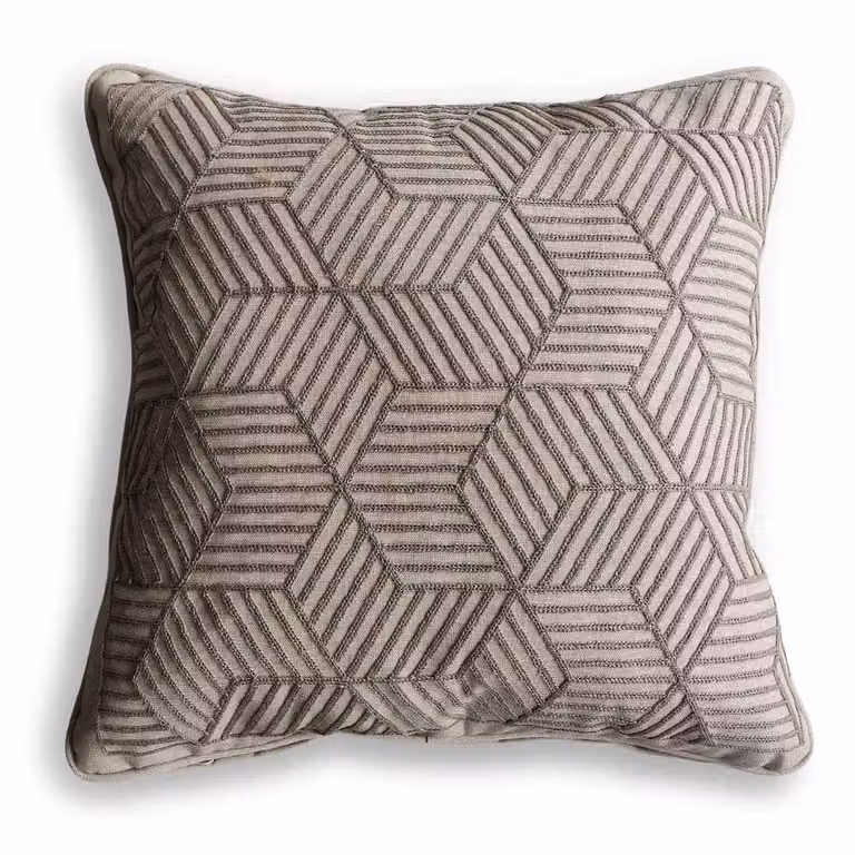 Leisure Grow Grey Striped Embroidered Square Scatter Cushion, 50 x 50 cm