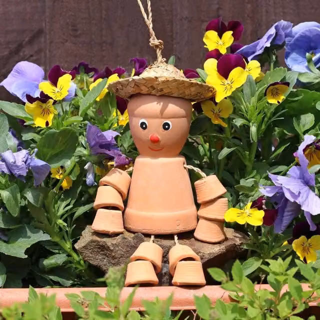 Uniqueful Small Terracotta Pot Man Ornament in Brown