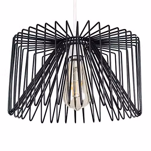 ValueLights Amadeus Modern Black Metal Ceiling Pendant Shade, Width: 18 cm – 1