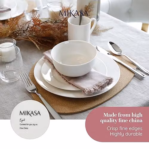 Mikasa Egret 12 Piece White Bone China Dinner Set – 4