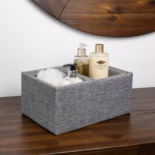 JVL Chroma Set of 3 Rectangular Fabric Storage Baskets in Grey, W/D/H: 30 x 20 x 13 cm – 4