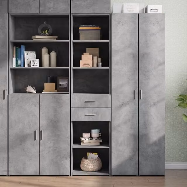 Berkfield Home Modern Highboard in Concrete Grey, W: 45 cm, D: 42.5 cm, H: 185 cm