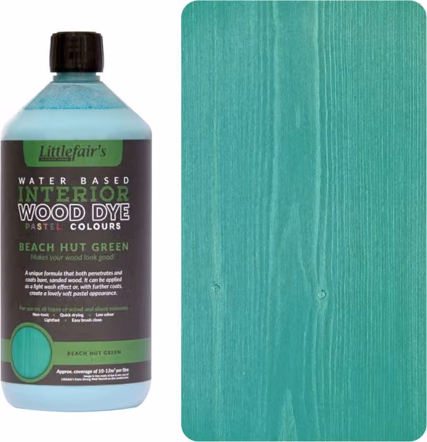 Littlefairs Indoor Wood Stain in Beach Hut Green, 1000 l