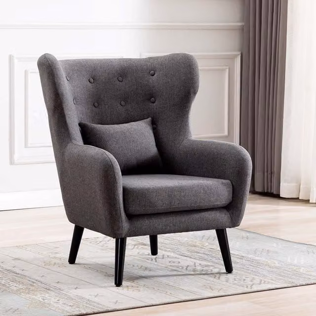 More4Homes Winslow Modern Grey Velvet Button Back Accent Armchair
