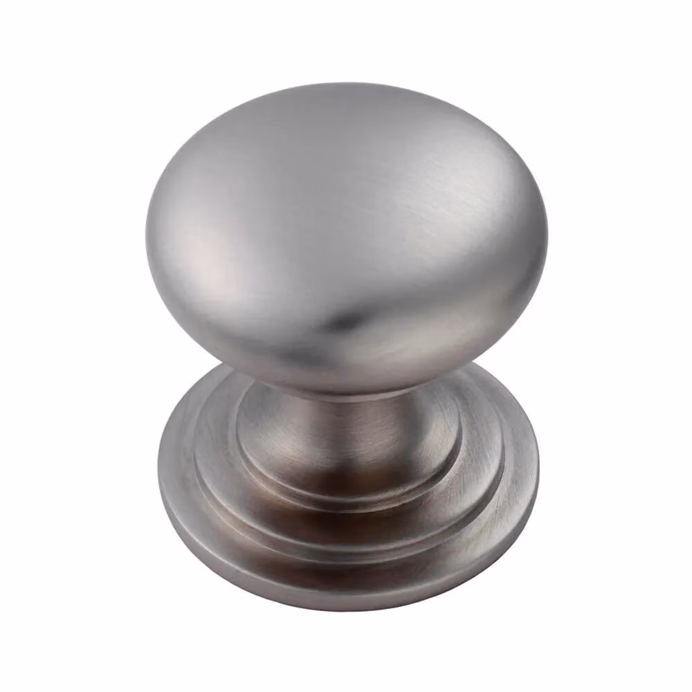 Loops Set of 4 Victorian Round Cupboard Door Knobs in Brushed Stainless Steel, Diameter: 42 mm – 2