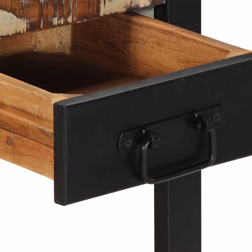 Berkfield Home Multicolour Reclaimed Solid Wood Side Table, W/D/H: 35 x 35 x 50 cm – 5