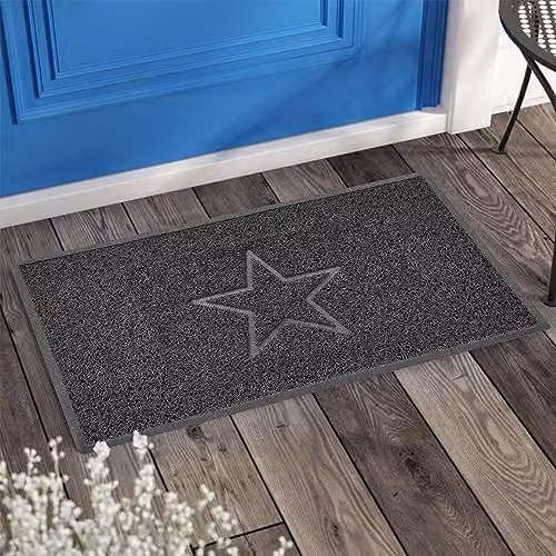Nicoman Star Embossed PVC Spaghetti Door Mat in Dark Grey, W: 60 cm, D: 40 cm – 4
