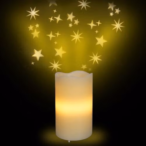 mysmartbuy White LED Pillar Candle Star Projector with Remote Control and Timer, H16 x W8 cm – 2