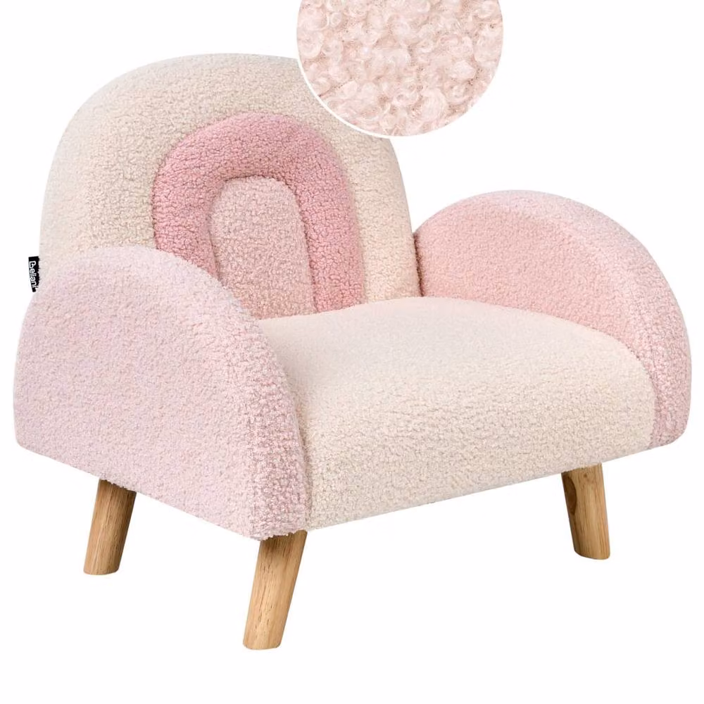 Wyld Haus Kids Bouclé Armchair in Pink with Rubberwood Legs – 2