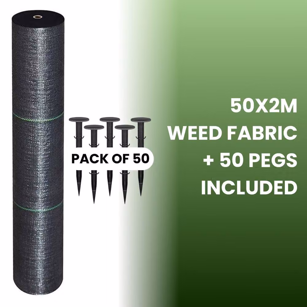 Marco Paul Heavy-Duty Weed Control Fabric Membrane with Pegs, Black Ground Cover Sheet, 1 Pack – 3