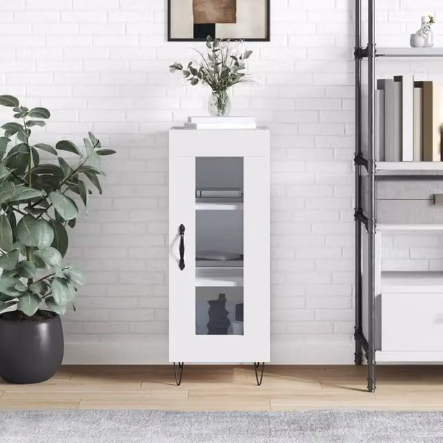 Berkfield Home High Gloss White Wall Mounted Sideboard W/D/H: 34.5 x 34 x 90 cm – 1
