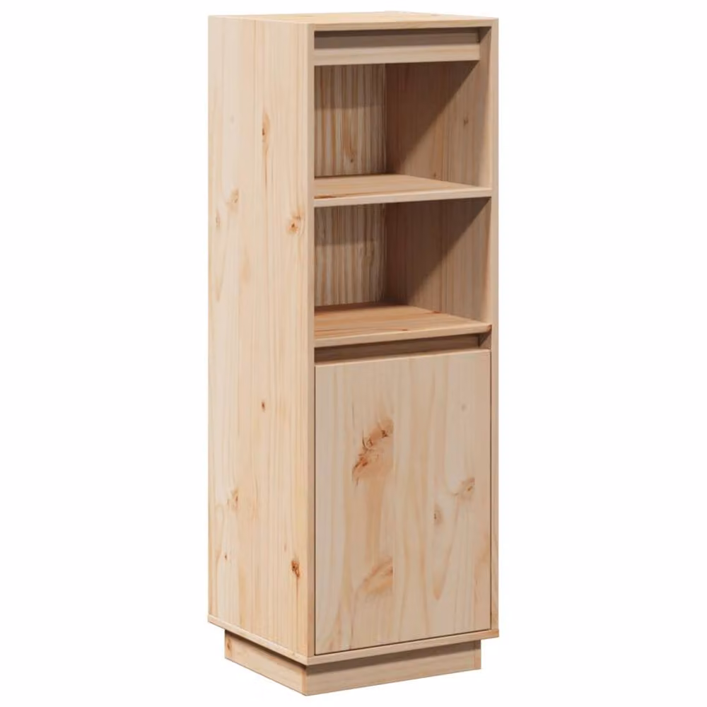 Berkfield Home Highboard in Natural Solid Pine with Hinged Doors and Internal Shelves, W/D/H: 37 x 34 x 110 cm – 2