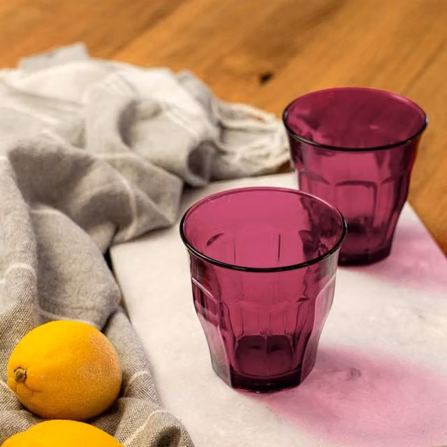 Duralex Picardie Glass Tumblers, 250 ml, Pink-Plum, Pack of 12