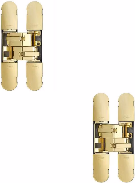 Loops 2x Adjustable Medium Duty Concealed Hinge, Brass Plated, W: 100 mm, D: 22 mm