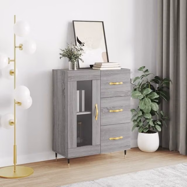 Berkfield Home Grey Sonoma Sideboard, W: 69.5 cm, D: 34 cm, H: 90 cm – 1