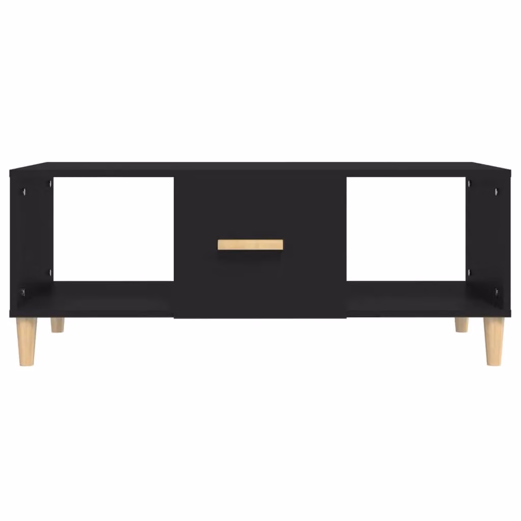 Berkfield Home Black Modern Rectangular Coffee Table in Engineered Wood W: 102 cm, D: 50 cm, H: 40 cm – 2