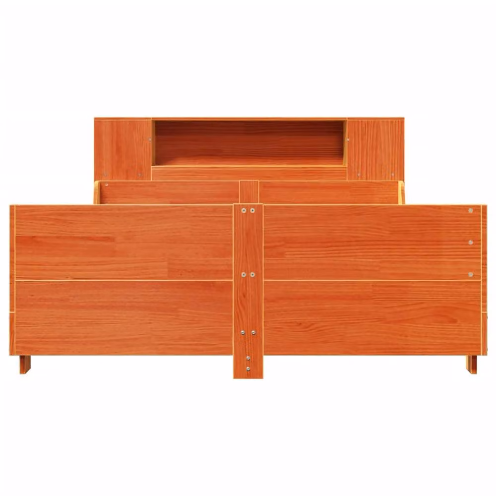 Berkfield Home Rustic Solid Wood Pine Bed Frame in Brown Wax Finish, W/D/H: 150 x 200 cm – 2