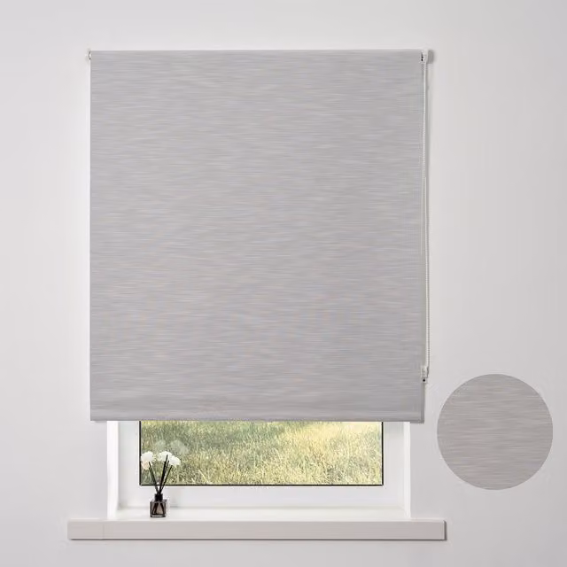 Divante Silver Textured Blackout Textile Blind, Width: 120 cm
