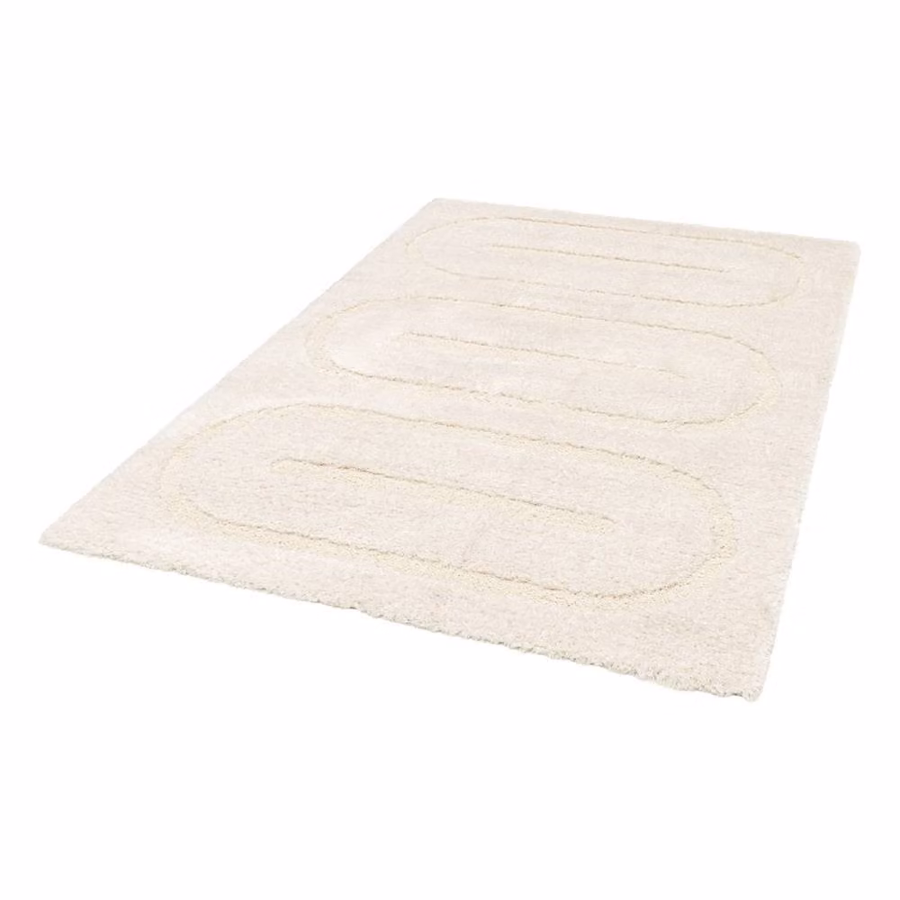 Sweek Geometric Pattern Indoor Rug in Beige and White, W: 160 cm, D: 230 cm – 2