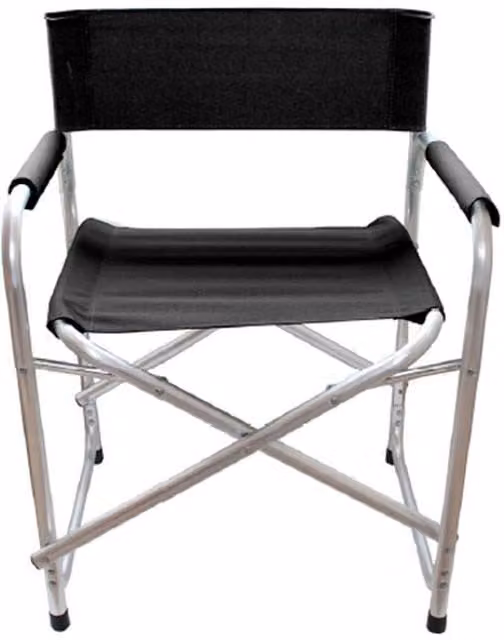Samuel Alexander Black Powder Coated Aluminium and Canvas Outdoor Camping Chair with Armrests