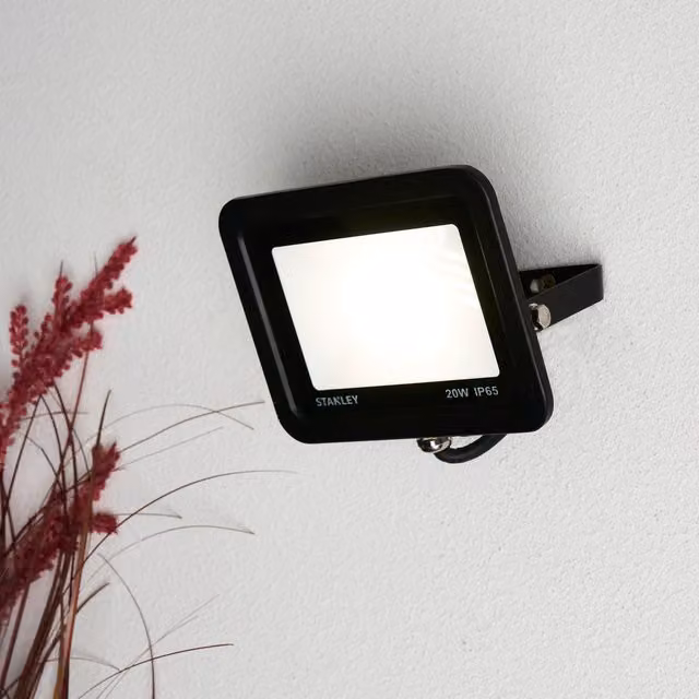 Stanley 20 Watt LED Slimline Outdoor Floodlight, Black, IP65 Rated