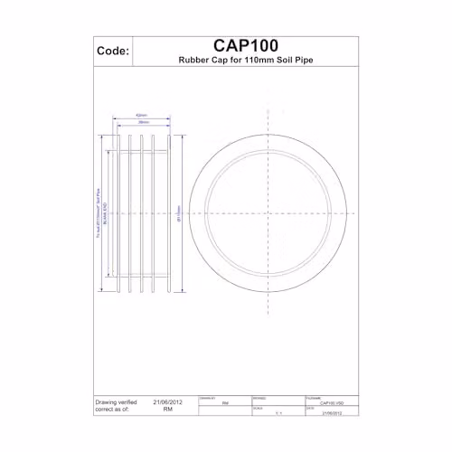 McAlpine CAP100 110mm Black Temporary Blanking Off Cap for Soil Pipe – 2
