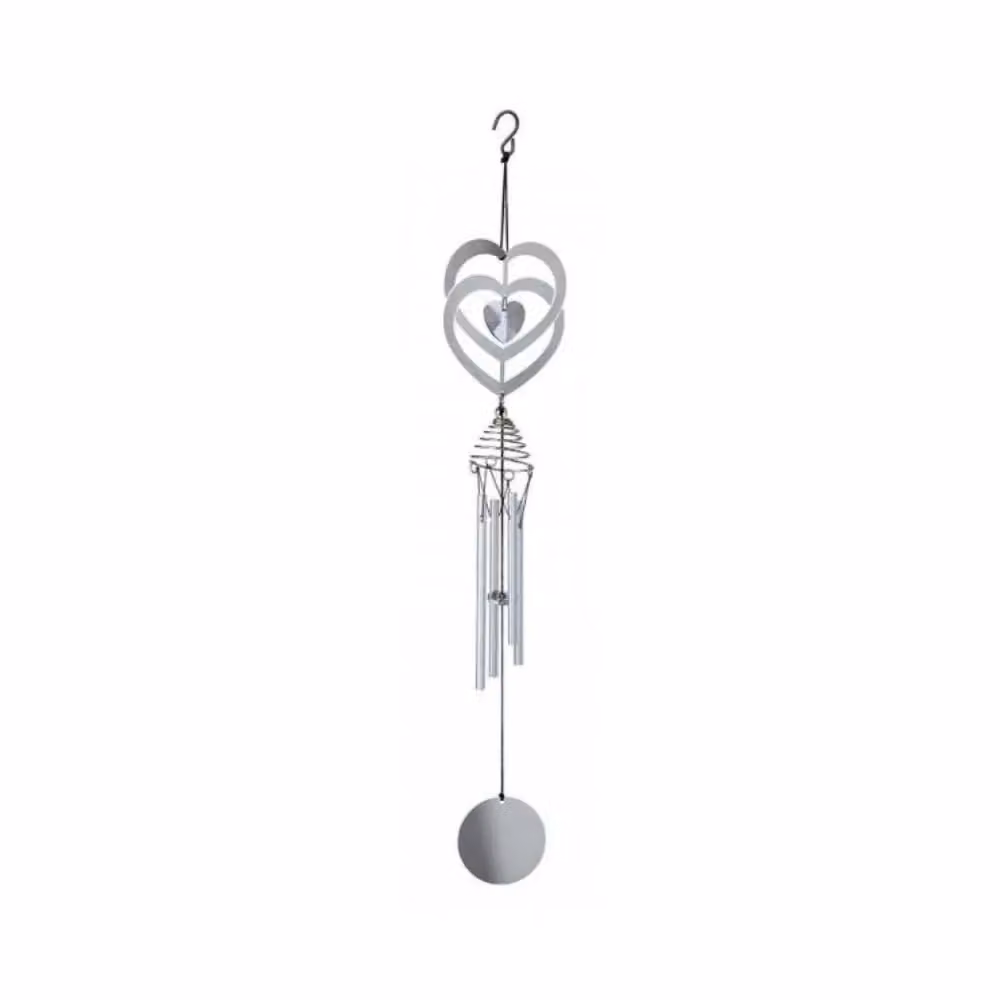 Marco Paul Large Metal Outdoor Hanging Wind Chimes with Silver Hearts – 2
