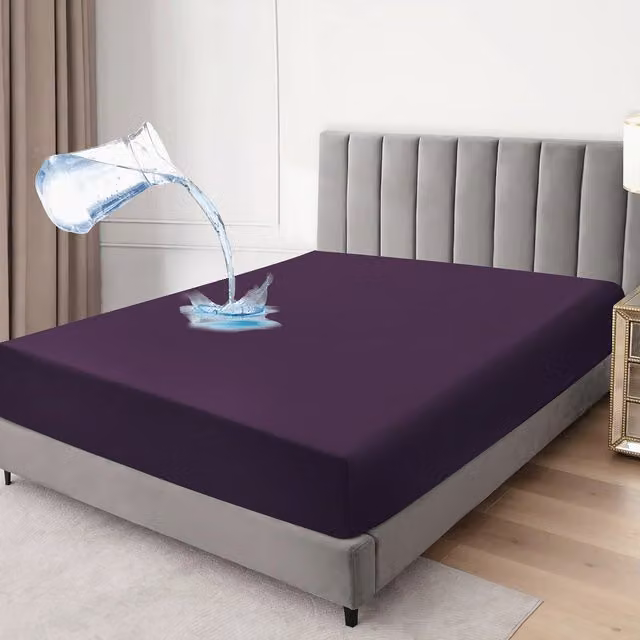 Cotton Passion Waterproof Fitted Sheet, Purple, 180 x 200 cm