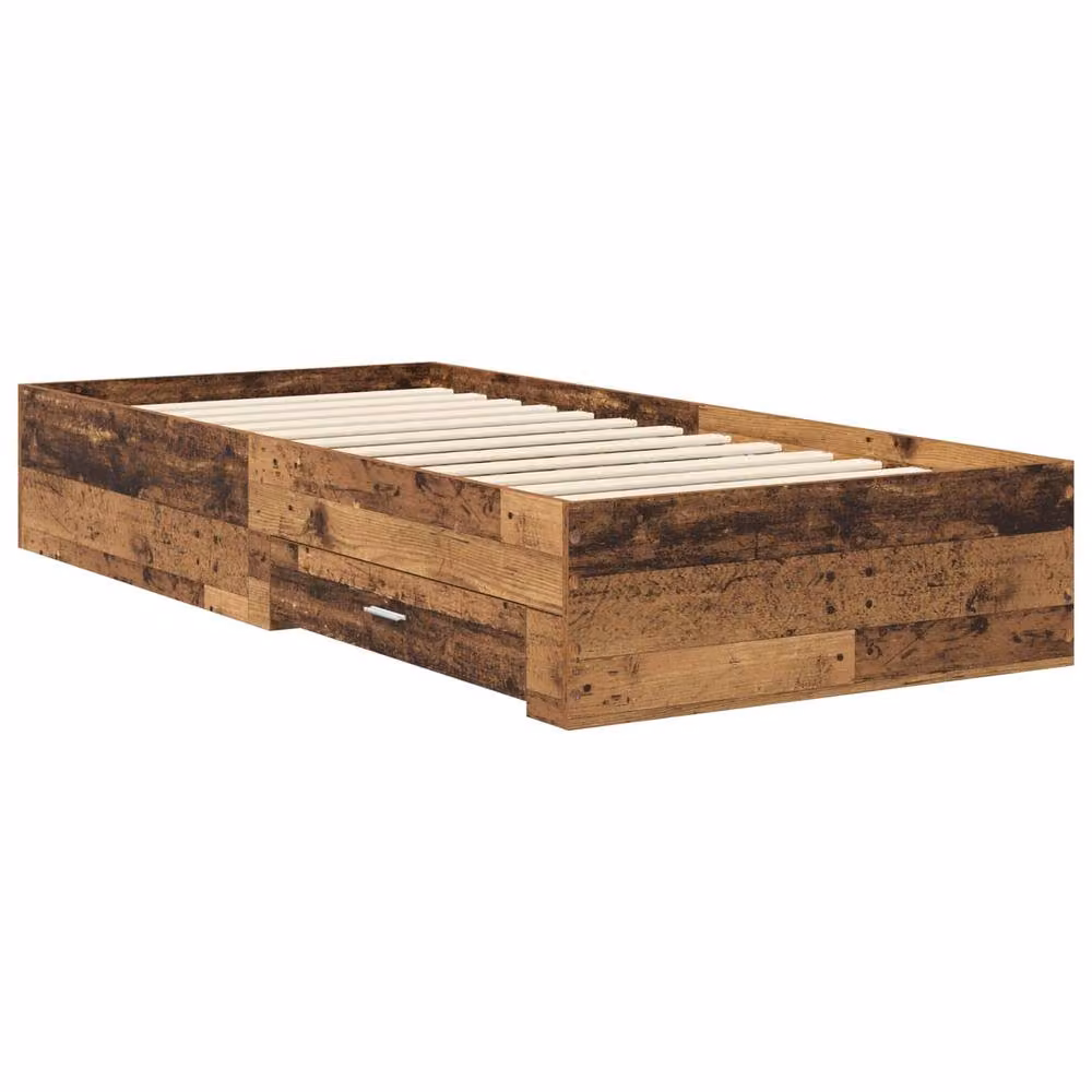 Berkfield Home Bed Frame with Storage in Old Wood Brown, W: 80 cm, L: 200 cm – 2