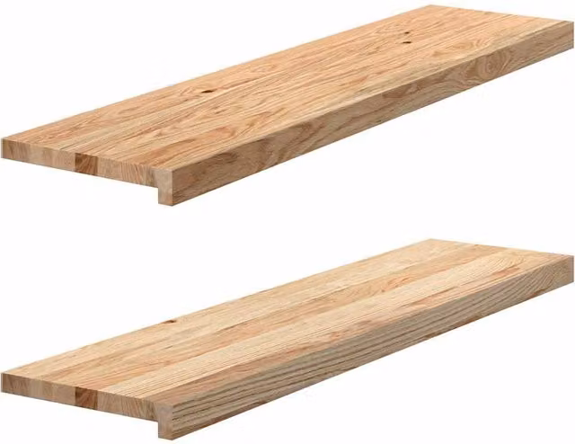 Berkfield Home Solid Oak Wood Window Sills, 2 Pieces, Brown, W: 100 cm, D: 25 cm, H: 2 cm – 1