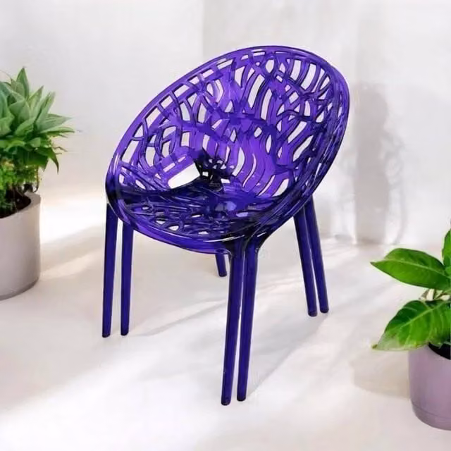 NESTLUNE Set of 2 Purple Acrylic Stacking Chairs