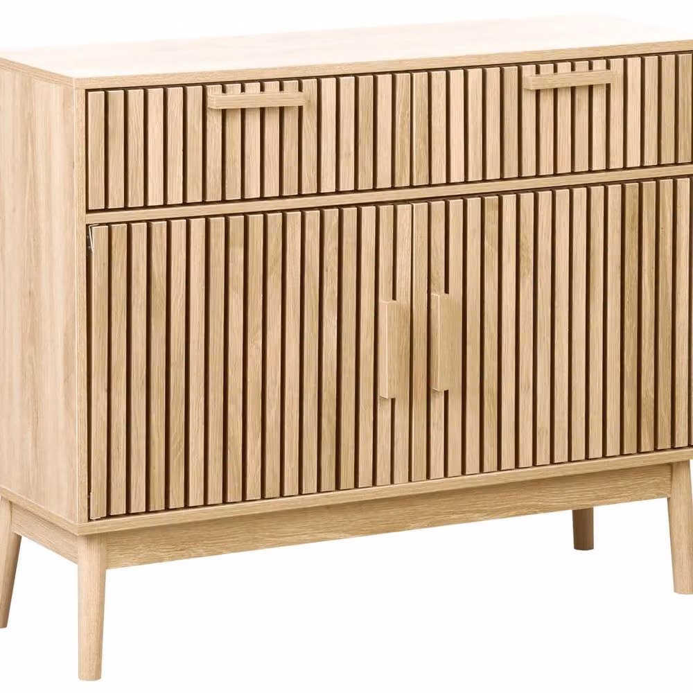 Wyld and Coco Brown Engineered Wood Sideboard with Two Drawers and Ribbed Doors – 2