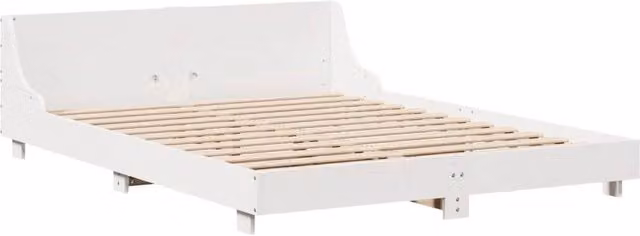 Berkfield Home Modern Small Double Bed Frame in White Solid Pine, W/D/H: 120 x 200 cm