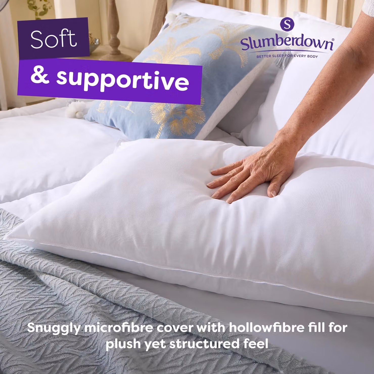 Slumberdown Made For You Two Pillows 2 Pack, White, W: 48 cm, D: 74 cm – 6