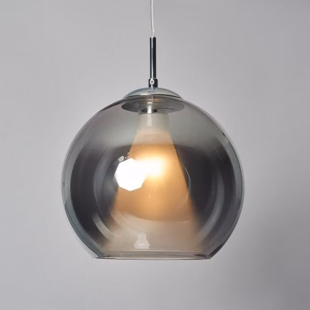 Litecraft Otis Height Adjustable Pendant Light with Grey Smoke Glass Shade and Chrome Finish
