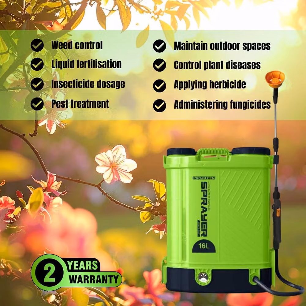 ProKleen Battery Powered Knapsack Sprayer 16L in Green with Rechargeable Battery – 7