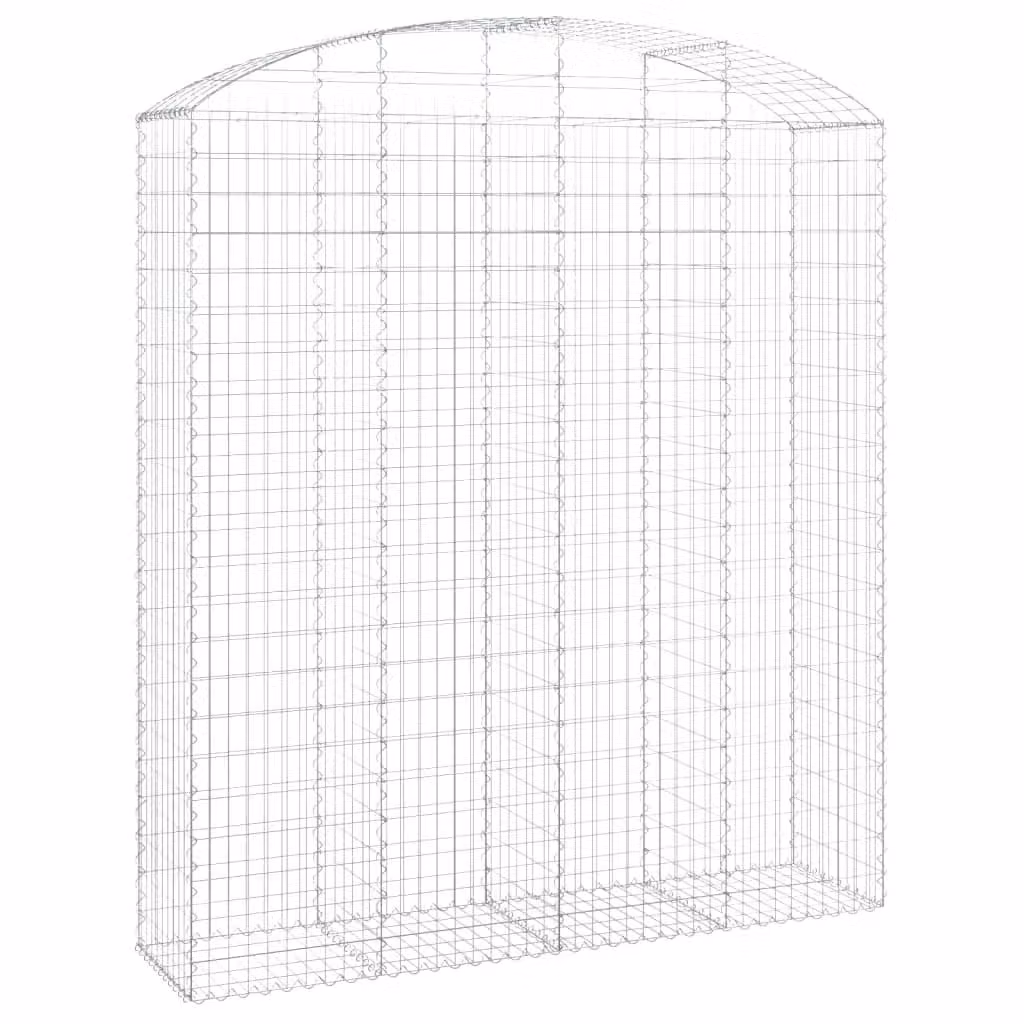 Berkfield Home Arched Gabion Basket in Silver Galvanised Steel, W: 200 cm, D: 50 cm, H: 220/240 cm