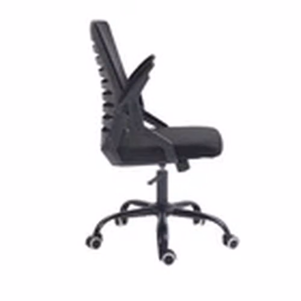 EONLION Black Fabric Mid-Back Office Swivel Chair with Flip-Up Armrests – 2