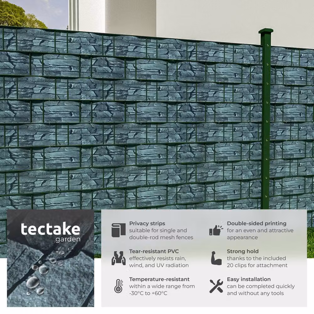 tectake 1 Privacy Film Strip in Grey PVC, 70 m – 2
