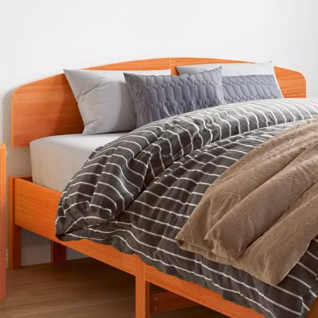 Berkfield Home Rustic Solid Wood Pine Headboard in Waxed Brown, Width: 150 cm – 1