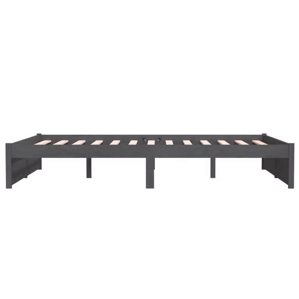 Berkfield Home Beautiful Grey Solid Pine Wood Bed Frame W: 140.5 cm, D: 190 cm – 3