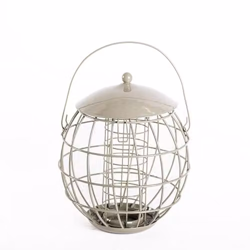 Happy Beaks Orbital Squirrel Proof Bird Feeder in Sage Green Steel Cage for Fat Balls, Peanuts, Seeds and Suet – 1