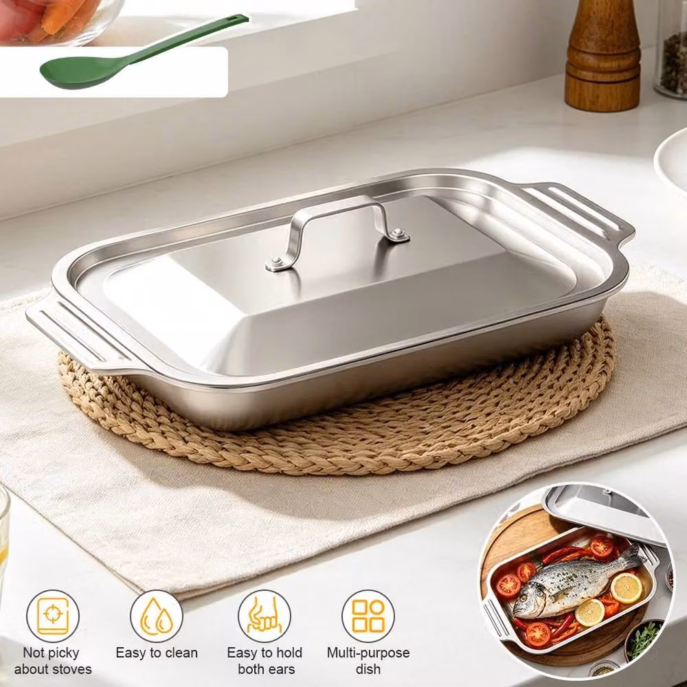 Kelvenix Stainless Steel Rectangular Baking Sheet in Silver – 2
