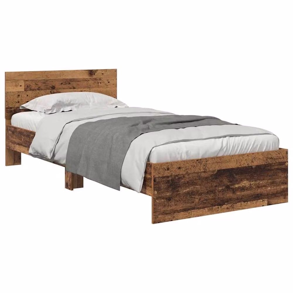 Berkfield Home Modern Bed Frame with Headboard in Brown Engineered Wood W/D/H: 90 x 190 cm – 2