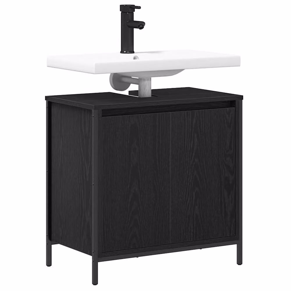 Berkfield Home Modern Black Matt Bathroom Basin Cabinet W/D/H: 60 x 34.5 x 60 cm – 3