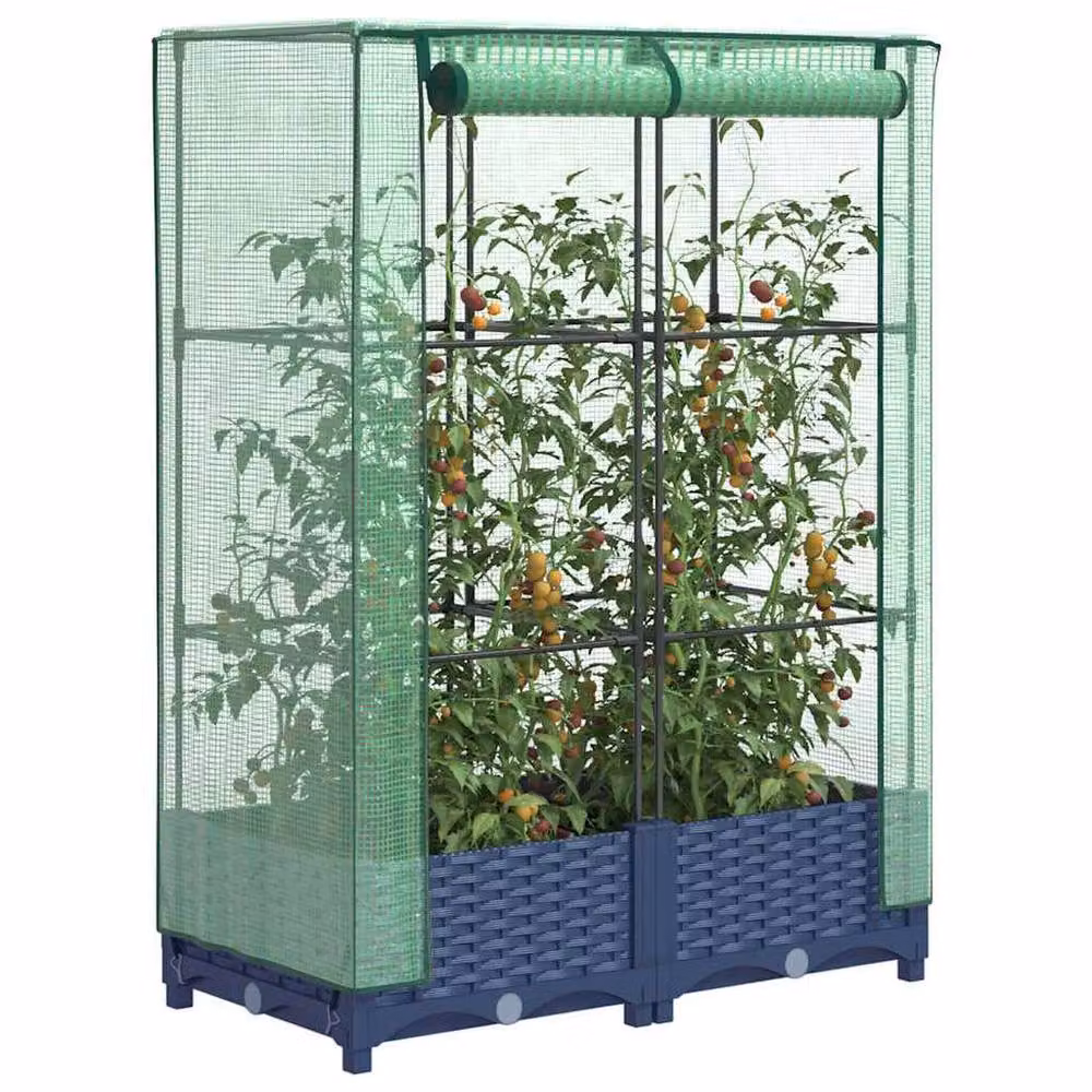 Berkfield Home Raised Bed with Greenhouse Cover in Dark Grey, W/D/H: 80 x 40 x 123 cm – 2
