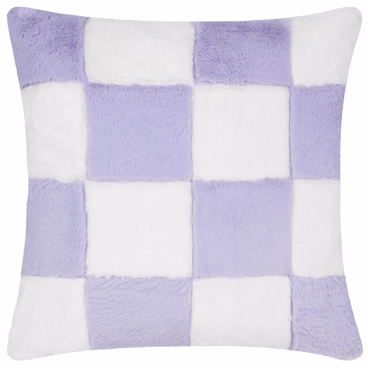 Heya Home Cozee Check Faux Fur Cushion in Purple, W/D/H: 50 x 50 x 50 cm – 2