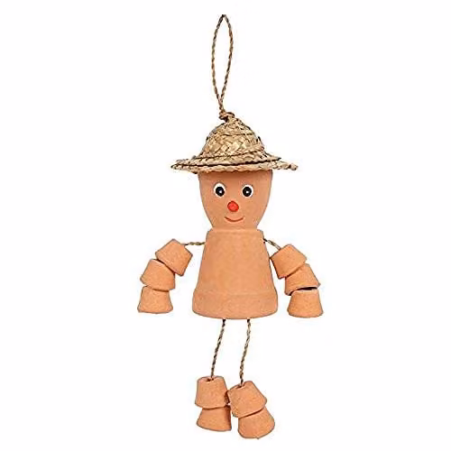 KDMD Small Terracotta Man Ceramic Pot in Brown or Coral, H 25 cm x W 9 cm